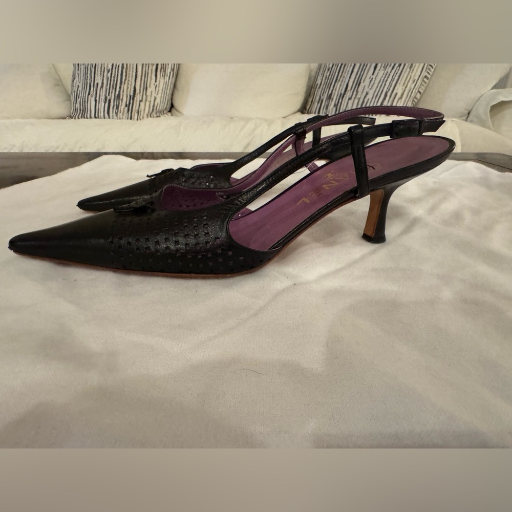 Chanel Black Slingback Heels size 38.5/8US
